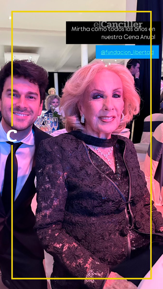 [AHORA] Mirtha Legrand, presente en la cena de la Fundación Libertad. 📸