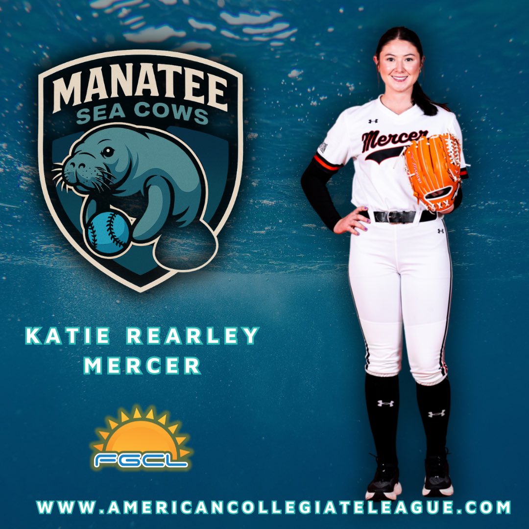 Manatee Sea Cows (@seacowsb) on Twitter photo Welcome to the 2025 inaugural Manatee Sea Cows, KATIE REARLEY from <a href="/MercerUSoftball/">Mercer Softball</a> coming to the <a href="/FGCLsoftball/">Florida Gulf Coast League</a> battle of the beaches 🏖️ this summer for the #SeaCows‼️🐄
Players Register:⬇️
AmericanCollegiateLeague.com
#fastpitchunited #playball Welcome to the 2025 inaugural Manatee Sea Cows, KATIE REARLEY from <a href="/MercerUSoftball/">Mercer Softball</a> coming to the <a href="/FGCLsoftball/">Florida Gulf Coast League</a> battle of the beaches 🏖️ this summer for the #SeaCows‼️🐄
Players Register:⬇️
AmericanCollegiateLeague.com
#fastpitchunited #playball