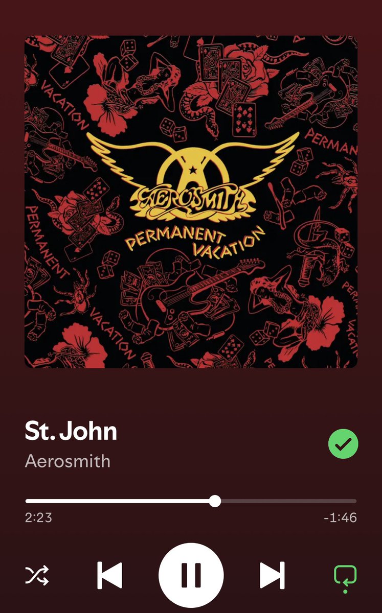 Been listening to St. John from <a href="/Aerosmith/">Aerosmith</a> a ton lately. This song goes pretty hard in the second half and the guitar is heavy af. Wildly underrated song. #aerosmith #nowplaying