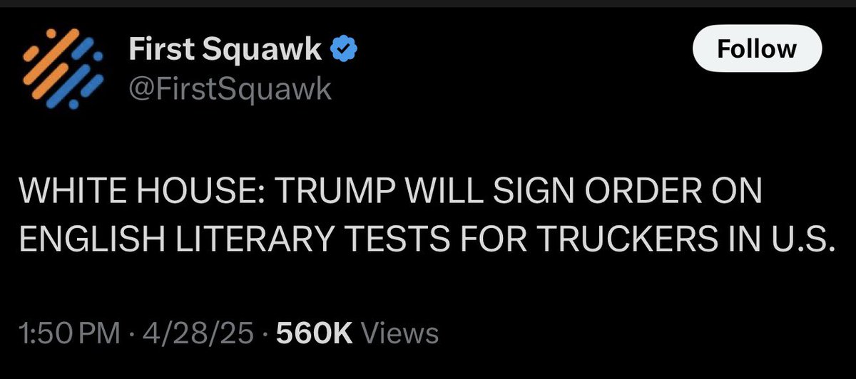 I guess they think only immigrant truckers will fail.