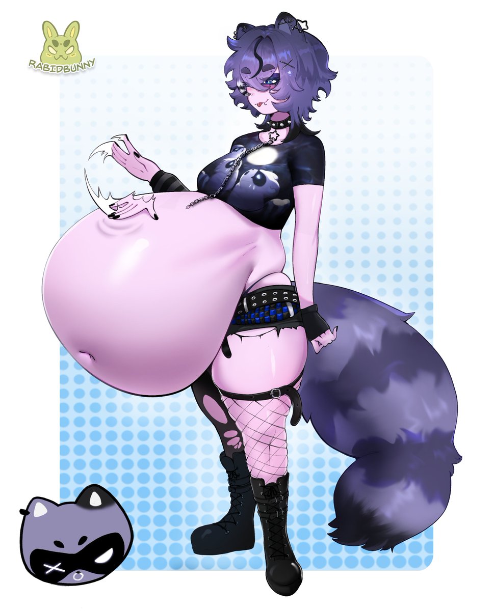 Snuffy is stuffed 
Belly aftermath as you can see

I might try and add a proper BG but i have no ideas so if yall got any suggestions i might try and redo this :3

Piece for <a href="/PWolf720/">Pyr</a>