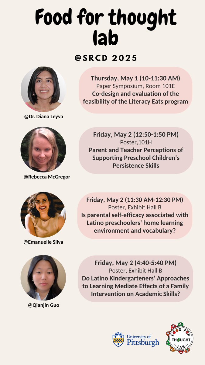food4thoughtlab (@food4thoughtlab) on Twitter photo Heading to SRCD? We'd love for you to stop by and check out our lab's research presentation!
<a href="/SRCDtweets/">Society for Research in Child Development</a>
#SRCD #Research #foodforthought Heading to SRCD? We'd love for you to stop by and check out our lab's research presentation!
<a href="/SRCDtweets/">Society for Research in Child Development</a>
#SRCD #Research #foodforthought