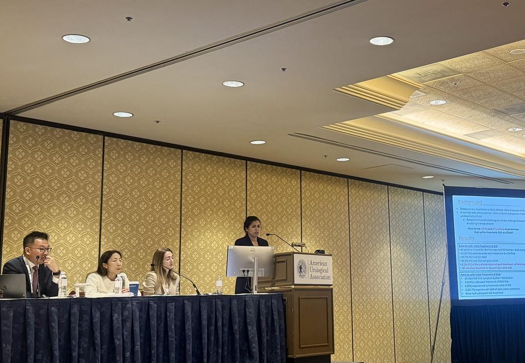 DSUI resident Dr. Mary Rostom presents data at #AUA25 on management of patients with both stress urinary incontinence and detrusor underactivity- are we asking the right questions to capture symptoms of DUA? And which is more bothersome?