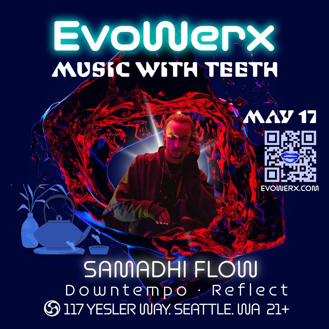 Our next Sonic Showcase: SAMADHI FLOW - MUSIC WITH TEETH, May 17! Samadhi Flow is a deep house &amp; downtempo DJ and underground aficionado, exploring the deepest corners of global music landscapes. For more info and tix, visit the QR link or from our website. *early bird sold out!*