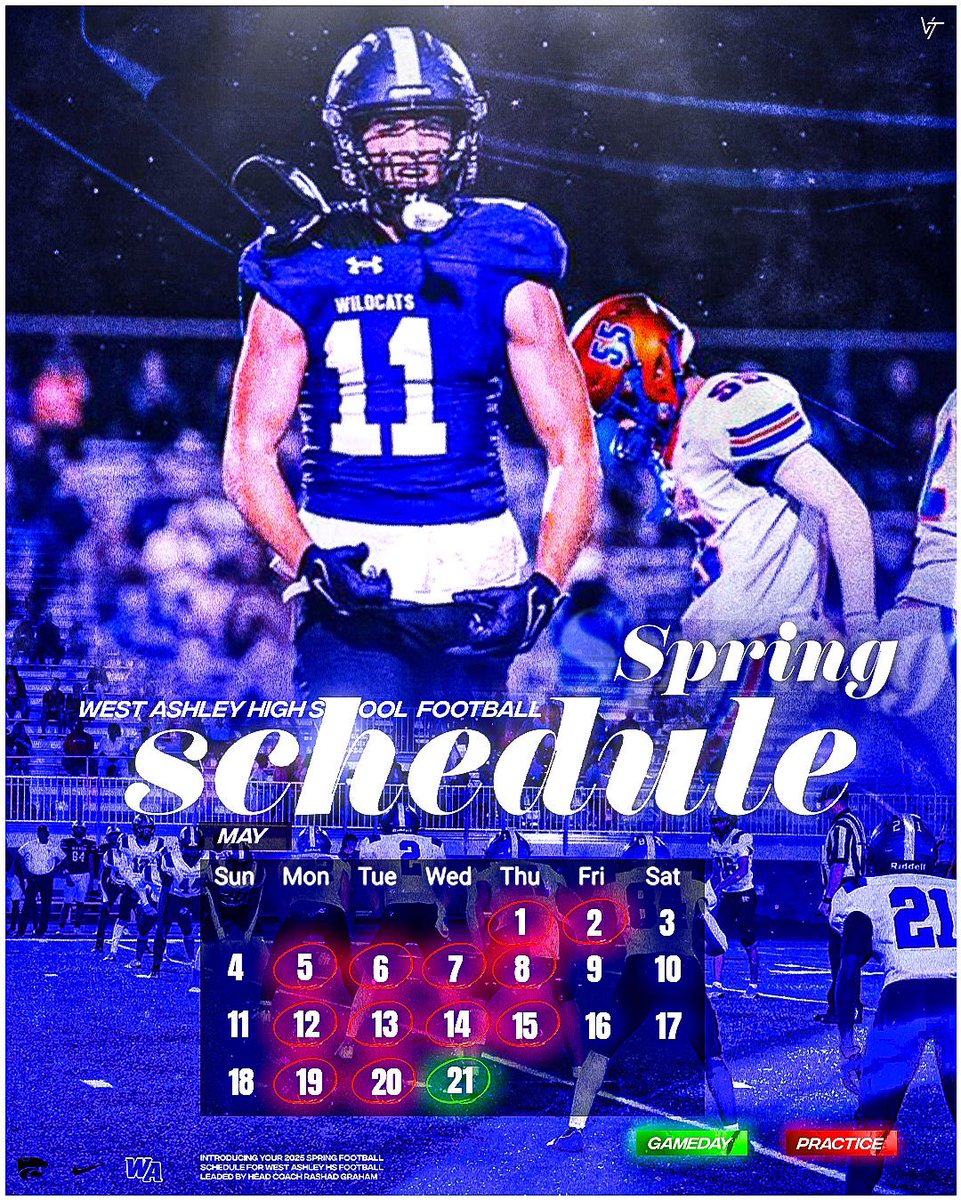 Come See the West this spring!! 
<a href="/WA_WildcatsFB/">West Ashley H.S. Football</a> <a href="/GrahamRRashad/">Coach Graham</a>