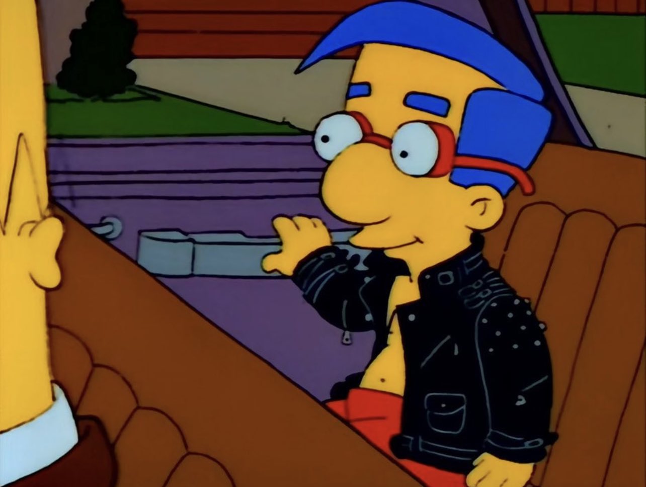 Millhouse in the backseat of a car
