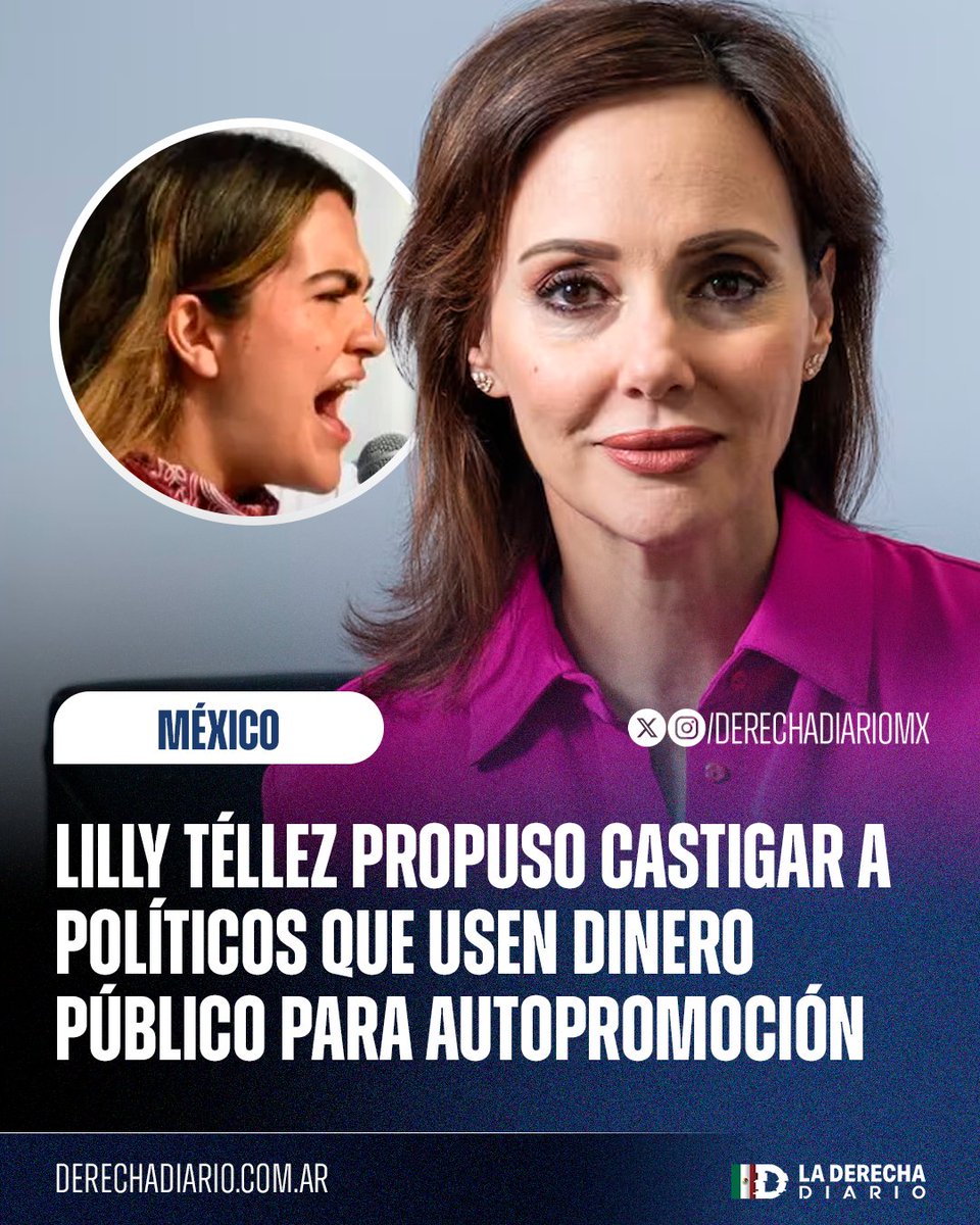 Derecha Diario México (@derechadiariomx) on Twitter photo 🇲🇽 | La senadora Lilly Téllez (<a href="/LillyTellez/">Lilly Téllez</a>) presentó una iniciativa para destituir e inhabilitar inmediata y permanentemente a los políticos y funcionarios que hagan propaganda de su imagen con dinero público. 🇲🇽 | La senadora Lilly Téllez (<a href="/LillyTellez/">Lilly Téllez</a>) presentó una iniciativa para destituir e inhabilitar inmediata y permanentemente a los políticos y funcionarios que hagan propaganda de su imagen con dinero público.
