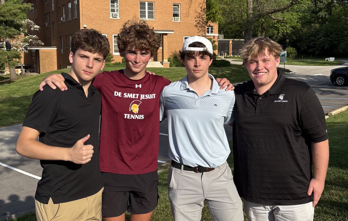 Desmet Jesuit Tennis (@desmettennis) on Twitter photo Nice win over Whitfield. Solid contributions throughout the lineup! Doubles sweep was capped off by an epic comeback by Guignon&Dugan. Singles wins by O’Leary, Gaertner, Rimmey and Selkirk. Thanks to the juniors who came out to support the team!
<a href="/DeSmetJesuitHS/">De Smet Jesuit High School</a>
<a href="/DeSmet_ADBarker/">Harold Barker</a> Nice win over Whitfield. Solid contributions throughout the lineup! Doubles sweep was capped off by an epic comeback by Guignon&Dugan. Singles wins by O’Leary, Gaertner, Rimmey and Selkirk. Thanks to the juniors who came out to support the team!
<a href="/DeSmetJesuitHS/">De Smet Jesuit High School</a>
<a href="/DeSmet_ADBarker/">Harold Barker</a>