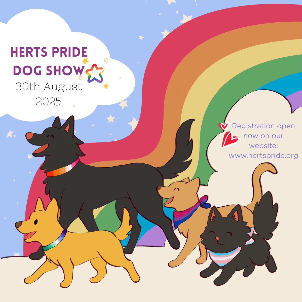 Part of the Herts Pride 2025 celebrations, the Dog Show is back on 30th August at 2:30pm!
Fun, fluff &amp; fabulousness with 9 brilliant categories!

Register now: hertspride.org
#HertsPride2025 #ProudPups #PetsWithPride #DogShow #Connections