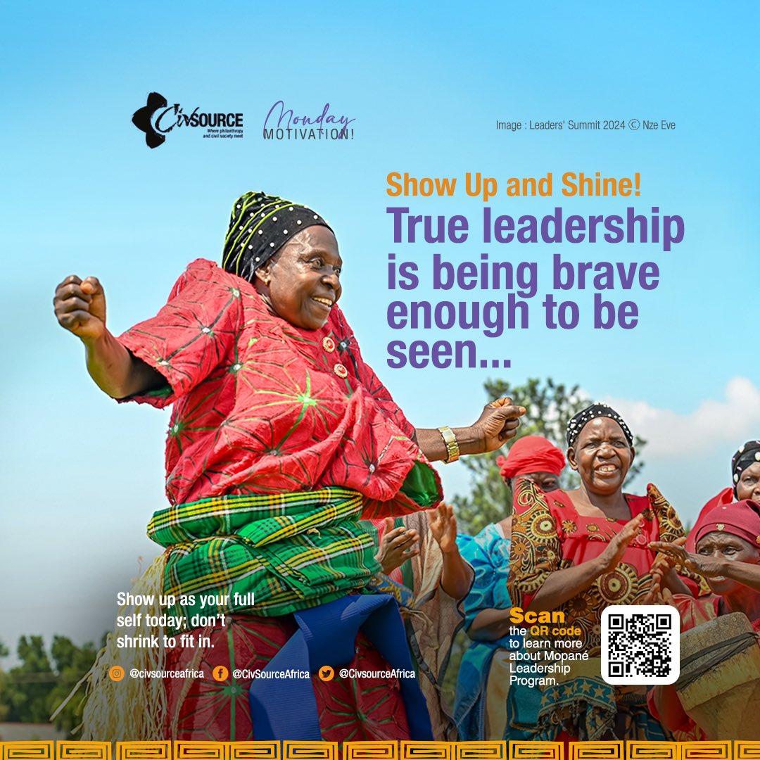💁🏾‍♀️Show Up and Shine!
#mondaymotivation💯 
#LeadershipLens
 
 “True leadership is being brave enough to be seen.”
 
Show up as your full self today; don’t shrink to fit in.

📸Image : Leaders’ Summit 2024 Ⓒ <a href="/nze_eve/">Nze Eve</a> 
 
_
ℹ️ Mopane Leadership Programme: 🔗civsourceafrica.org/mopane.