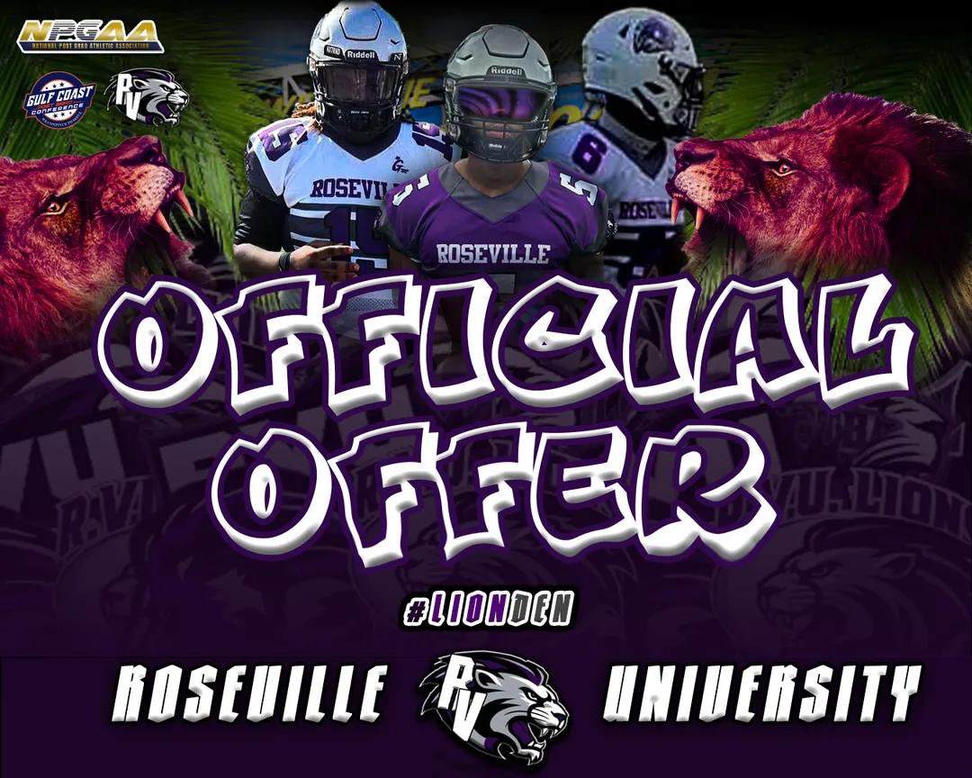 #AGTG Blessed to receive an offer to <a href="/Rosevillelions1/">Roseville University</a> 

<a href="/IAMEPIC247/">Every Play I Compete</a> 
<a href="/prospects7on7/">Prospects Sports</a>