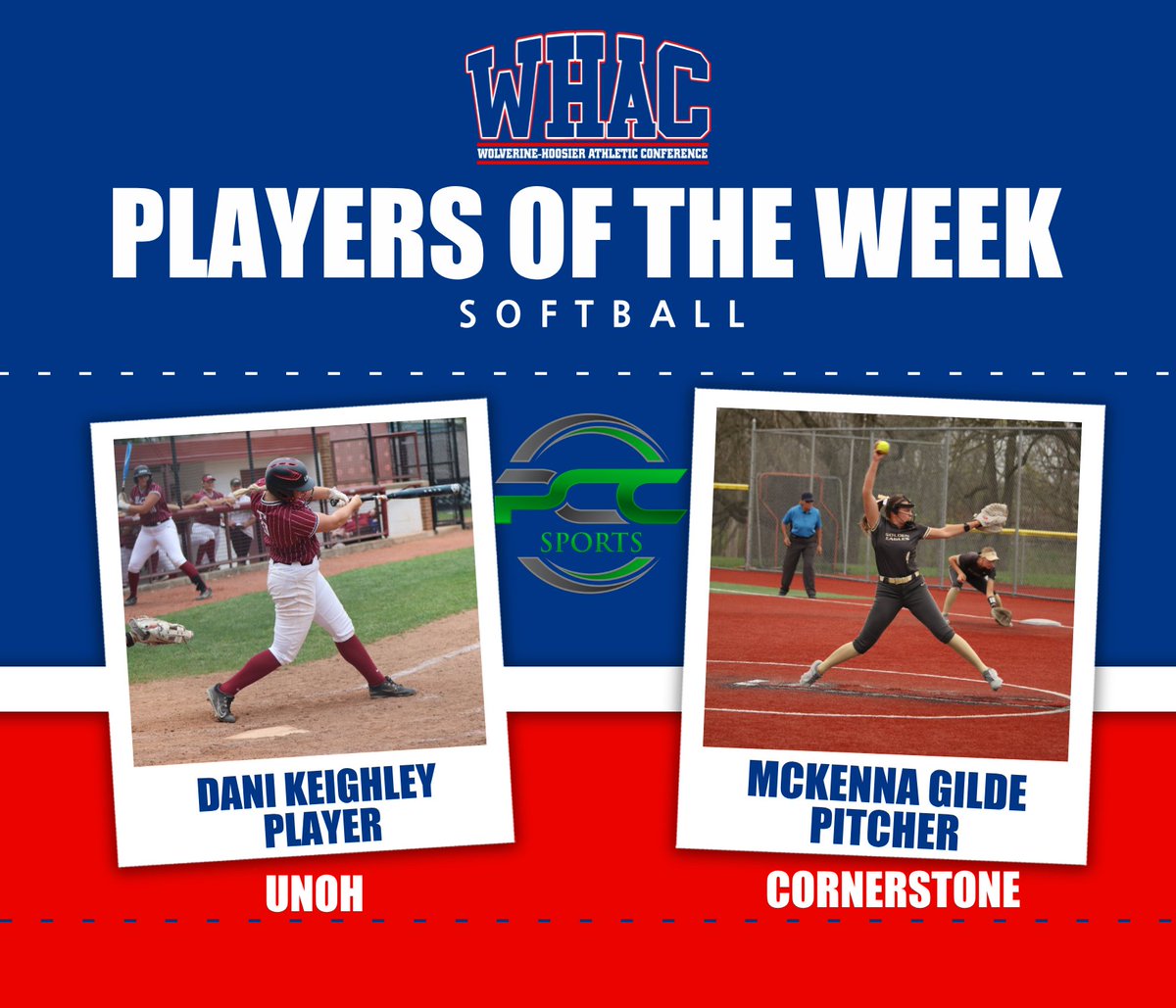 Congratulations to our finals Softball Players of the Week this season!
Keighley: .571/.625/2.000, three home runs, double, eight RBI, four runs in 2-0 week
Gilde: 3-0, 21.1 ip, 11 k's, 4-0 team record