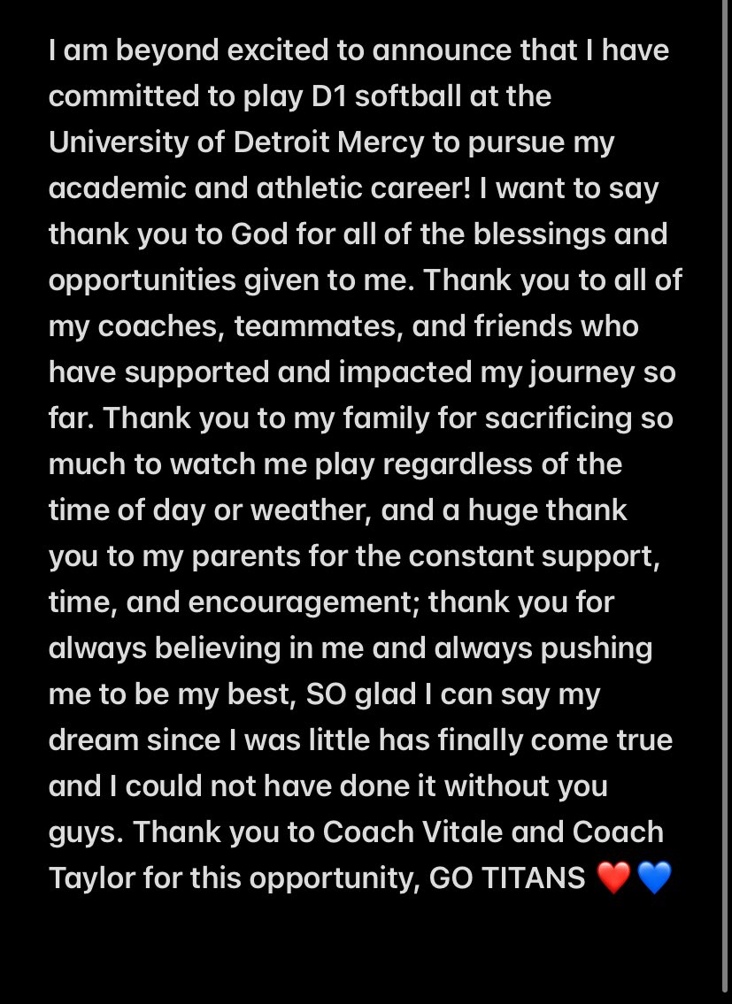 #Committed <a href="/DetroitTitansSB/">Detroit Mercy Softball ⚔️</a> <a href="/CoachDanVitale/">Dan Vitale</a> <a href="/tmoceri7/">Taylor Moceri</a> <a href="/GatorsKetelhut/">Gators Premier Ketelhut 🐊🥎</a> <a href="/Rivbucssoftball/">Riverview Softball</a>