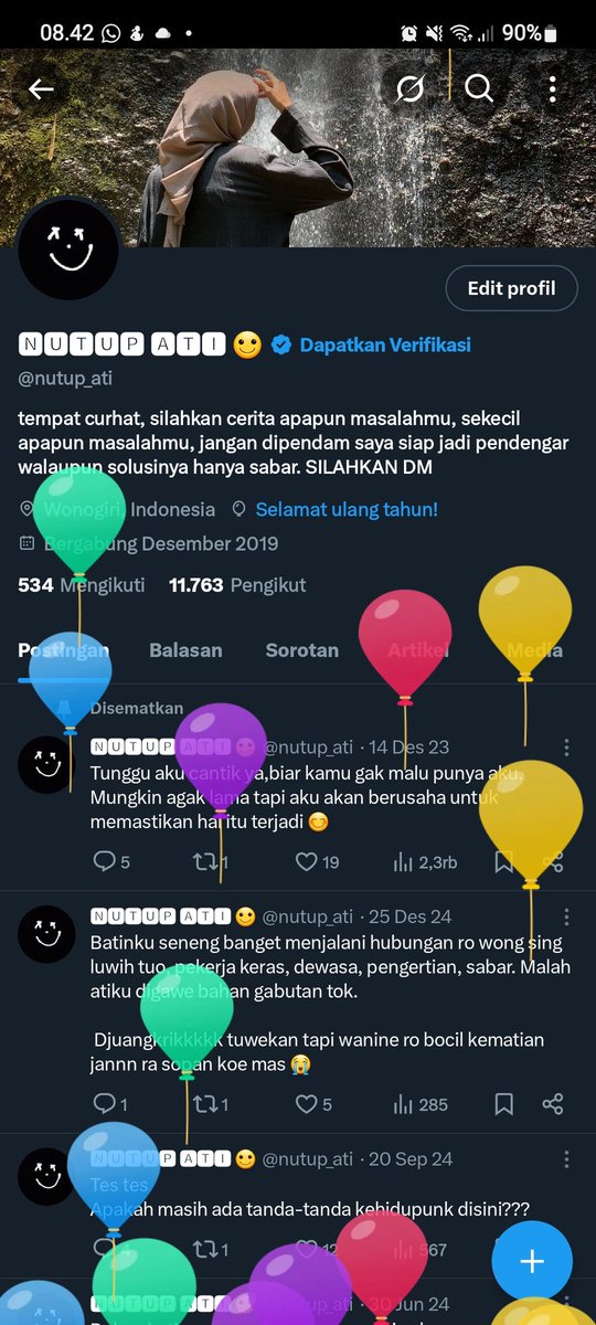 Semenjak jadi x, aku hanya jadi penonton wkwk.  Bukan hilang tapi mantau wkwk.

Btw aku muncul karena haus akan ucapan dan doa di hari ulang tahun ku 😭😭😭.