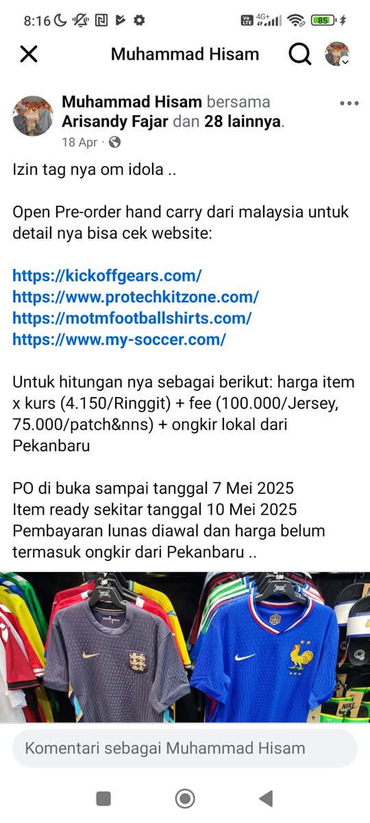 Hisam (@hisamalways) on Twitter photo Izin tag om idola
<a href="/fajarrusalem/">Fajar Ramadhan</a> <a href="/Robinsunday13/">Robin Son</a> <a href="/adhityadwiky/">Adhitya Dwiky</a>
Izin tag nya om idola
Open PO handcarry dari Malaysia bisa dari ProtechKitZone, MOTM Malaysia, Adidas Malaysia
Untuk rules PO nya bisa di cek gambar ..
#Jersey4Sale Izin tag om idola
<a href="/fajarrusalem/">Fajar Ramadhan</a> <a href="/Robinsunday13/">Robin Son</a> <a href="/adhityadwiky/">Adhitya Dwiky</a>
Izin tag nya om idola
Open PO handcarry dari Malaysia bisa dari ProtechKitZone, MOTM Malaysia, Adidas Malaysia
Untuk rules PO nya bisa di cek gambar ..
#Jersey4Sale