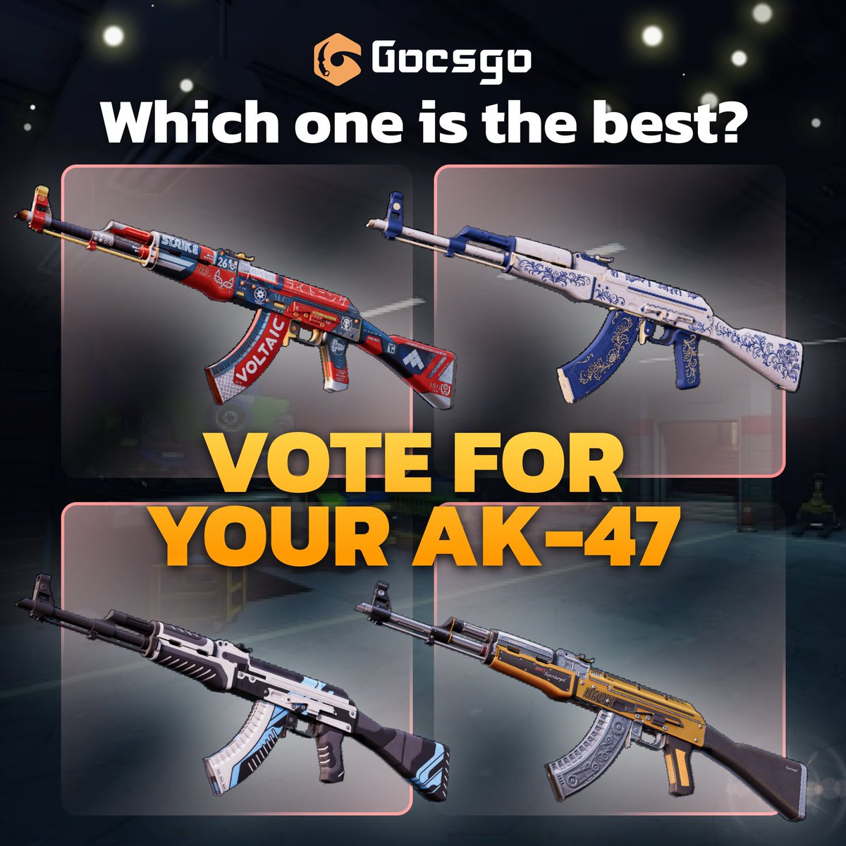 gocsgocom's tweet photo. Gocsgo Skin Battle! 🆚 Pick your side:
1️⃣AK-47 | Fuel Injector
2️⃣AK-47 | Vulcan
3️⃣AK-47 | Inheritance
4️⃣AK-47 | Bloodsport
💬 Vote in the replies & defend your pick!
#csgo #cs2 #gocsgo #CS2skins #CS2Vote #Gaming #CSGOSkins #SkinBattle #ak47 https://t.co/zhfm9N97hf