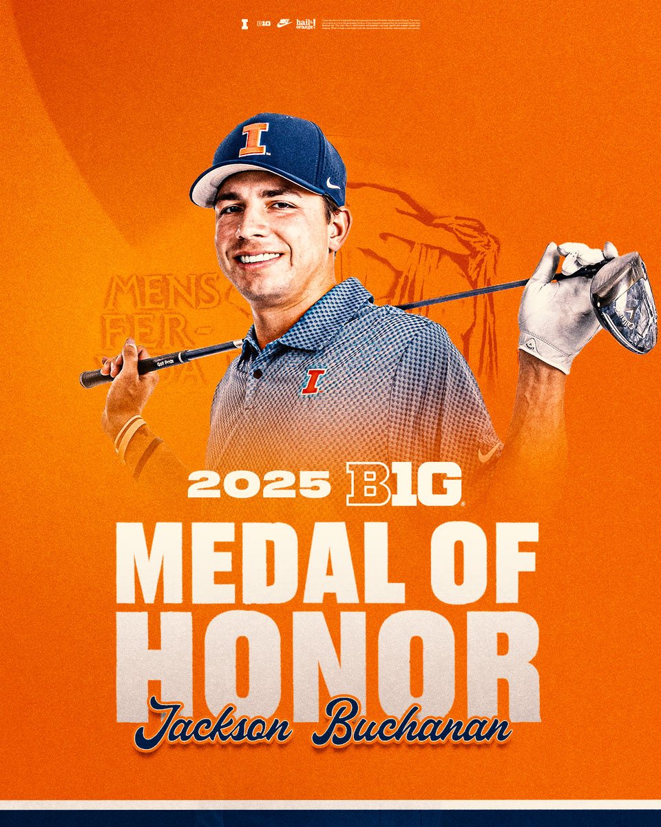 Illinois Athletics (@illiniathletics) on Twitter photo 🏆 2025 Male <a href="/bigten/">Big Ten Conference</a> Medal of Honor recipient
Jackson Buchanan of @Illinimgolf 🔸🔹 🏆 2025 Male <a href="/bigten/">Big Ten Conference</a> Medal of Honor recipient
Jackson Buchanan of @Illinimgolf 🔸🔹
