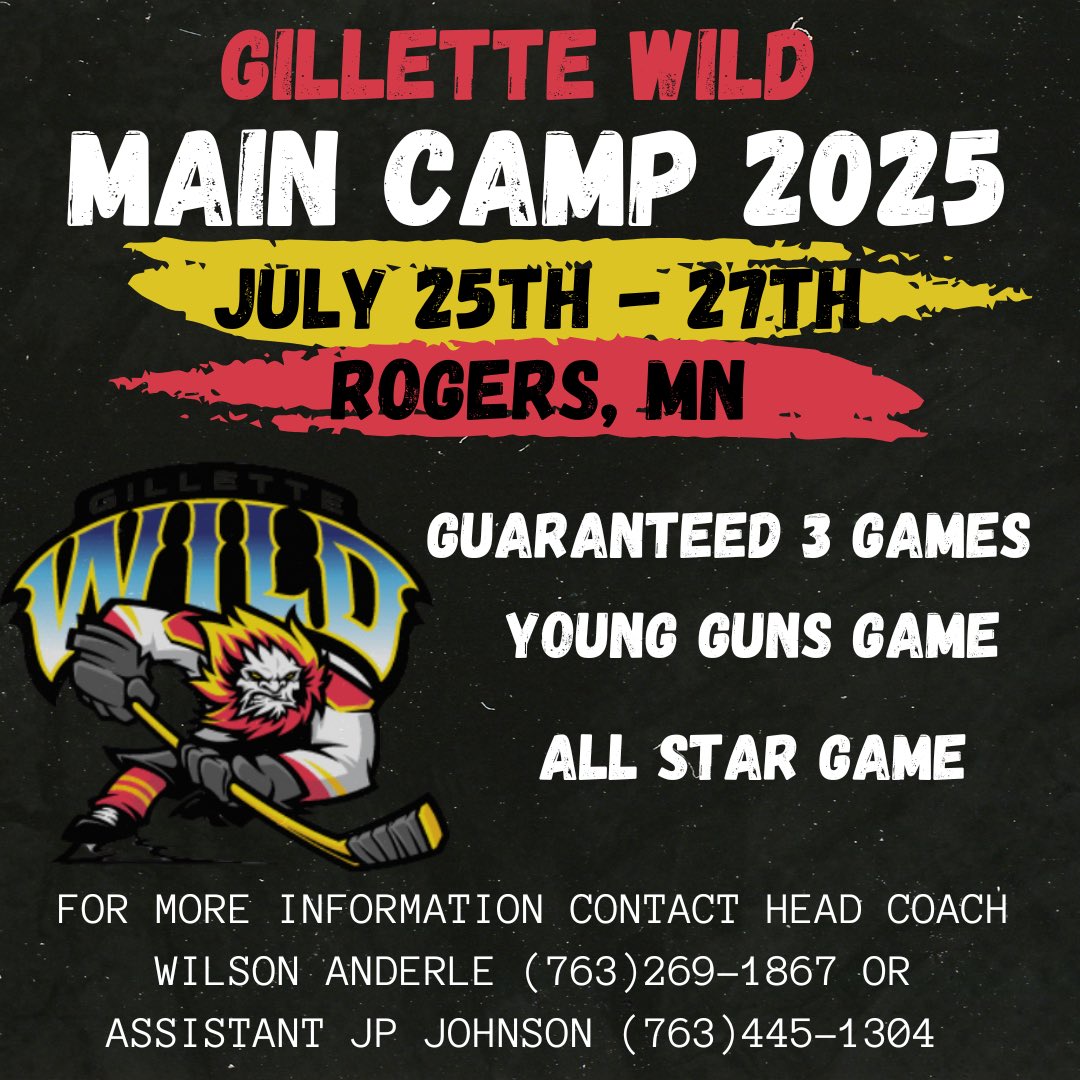 The Wild are excited to announce that  we will be hosting a main camp July 25th - 27th in Rogers, Minnesota! 

For any further question or to get signed up please  contact Coach Anderle or Coach Johnson.