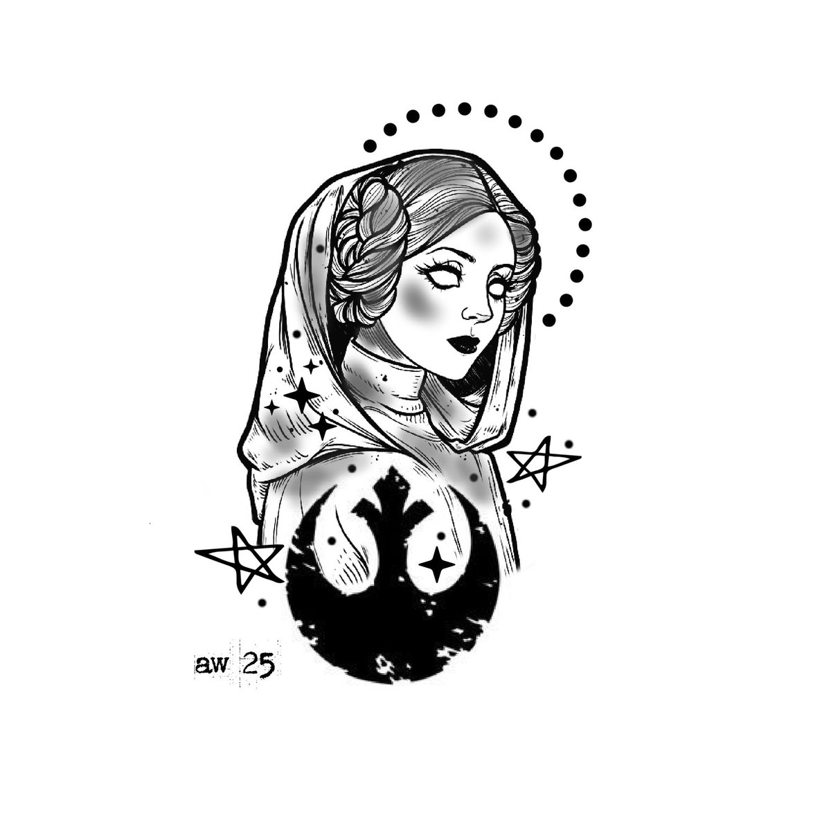 Another offering for my month of May Star Wars themed special. This Princess Leia piece is available for a discounted price if placed on an arm and leg next month. Message for booking info.