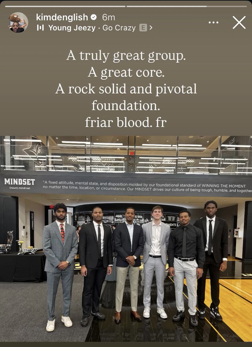 From Kim English’s IG account, a salute to Friars returning next season on a night when PC holds its annual All-Sports Gala.