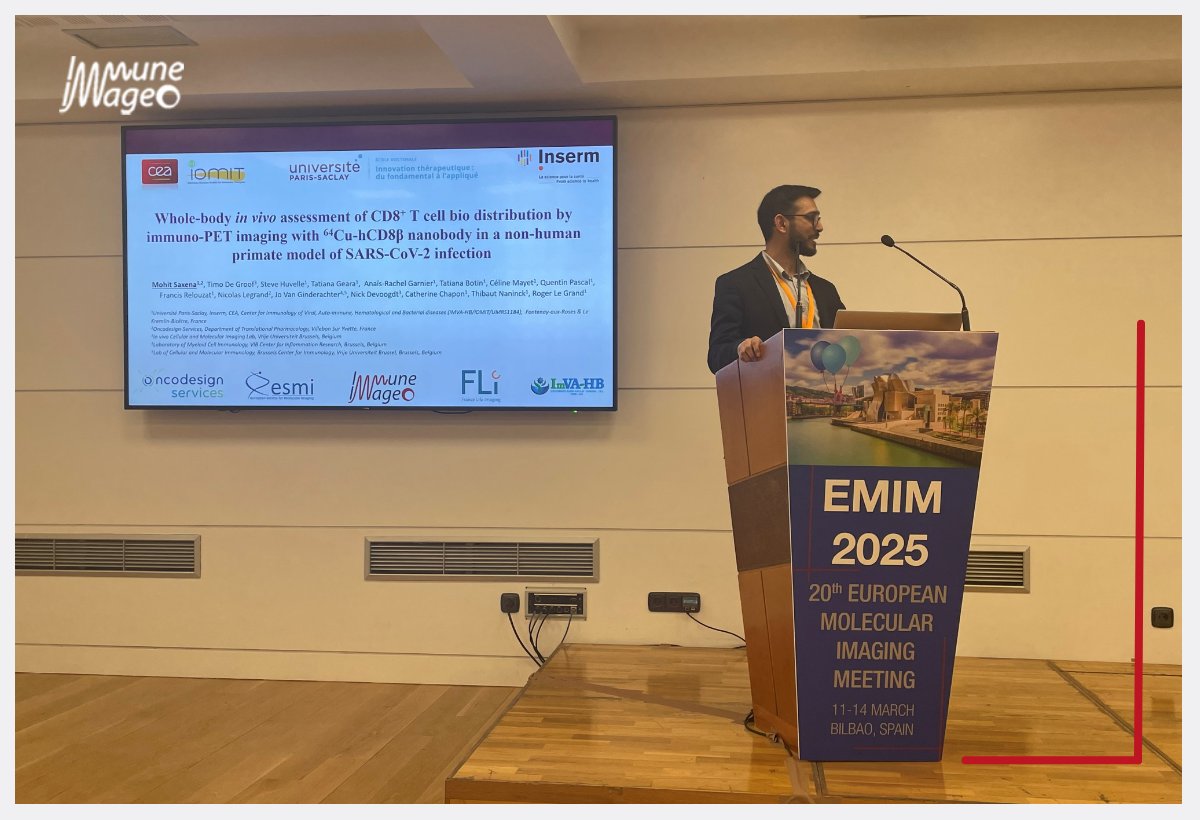 At #EMIM2025, Mohit Saxena presented his work on tracking CD8+ T-cells using 64Cu-hCD8β #nanobody PET imaging in a non-human primate model of SARS-CoV-2. A step forward in understanding immune responses to #COVID-19.

Read more: lnkd.in/eYKErmzh