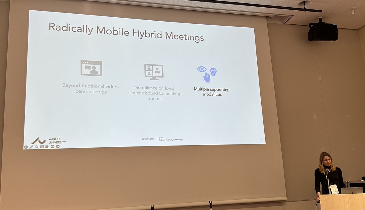 jensemildk's tweet image. Today, Julia Kleinau sketched out the future of hybrid work, presenting our #CHI2025 paper “Co-Designing Multimodal Tools for Radically Mobile Hybrid Meetings”. The work received a Best Paper Honourable Mention award 🏅
If you missed it, here's the paper:
dl.acm.org/doi/10.1145/37…