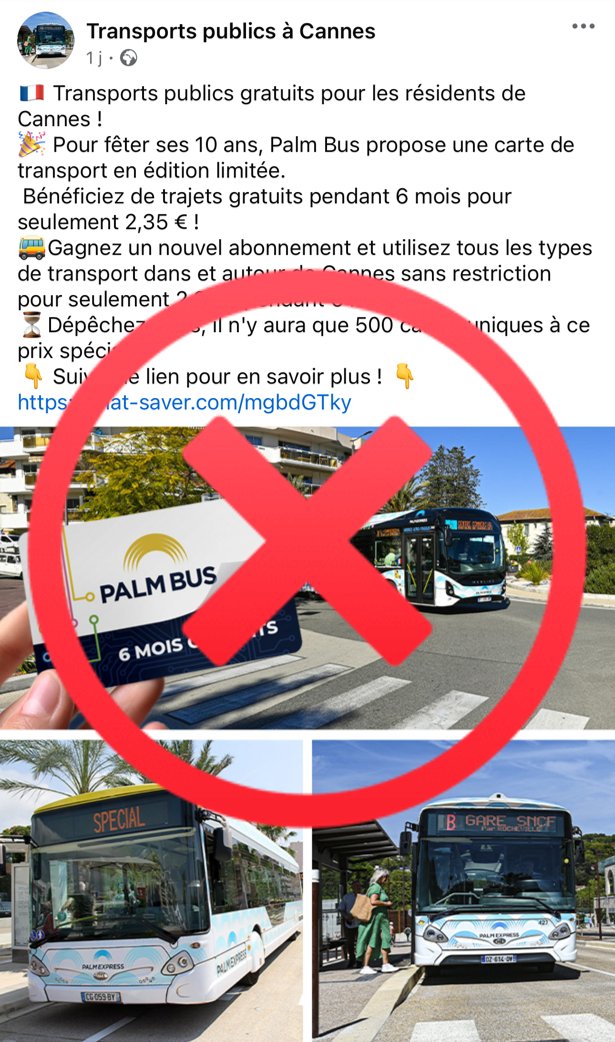 PALMBUS's tweet photo. ⚠⛔ ARNAQUE
Une page Facebook utilise frauduleusement les images Palm Bus et prétend offrir des abonnements.
🚨Seule notre page #PalmBus est officielle.
👉 Nous nous invitions à être vigilants et à ne pas transmettre vos informations/données bancaires sur d'autres plateformes. https://t.co/eKq9gpQLEt