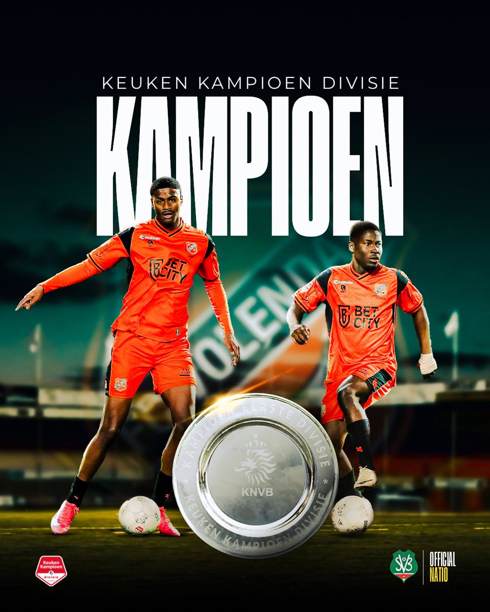 OfficialNatio_'s tweet photo. 𝐊𝐀𝐌𝐏𝐈𝐎𝐄𝐍𝐄𝐍!
Big props aan Silvinho Esajas, new kid on the block Yannick Leliendal en heel @fcvolendam met het binnenhalen van de titel in de @keukenkampioendivisie  
#officialnatio #bribinakrakti #kasekoboys #volendam #kampioen https://t.co/DNS349XoZy