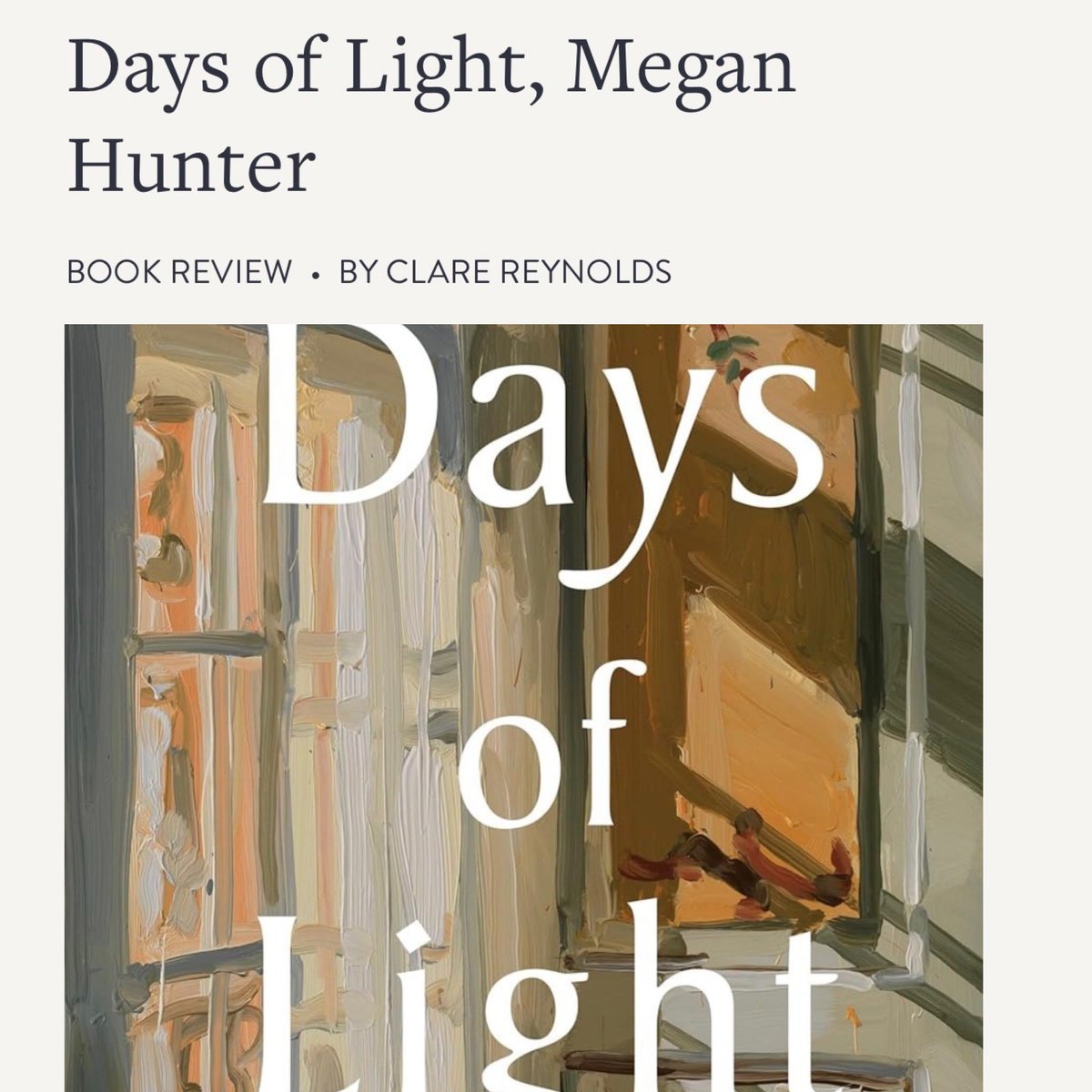 yearsofreading's tweet photo. Thank you so much to @NBmagazineUK and @picadorbooks for giving me the chance to review the wonderful #DaysOfLight by #MeganHunter
I think it’s the perfect novel for May Bank Holiday Reading..
Thank you as always to @CamillaElworthy for my proof copy.
https://t.co/q8srUvdJub https://t.co/DTJzIanYgq