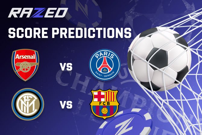 Score Predictions🧠⚽️

Predict both scores correctly for a chance to win a $500 Free Bet 💎

Arsenal vs PSG 🔥
Inter vs Barcelona 🔥

Reply with your predictions. 1 random winner! 🏆 #ChampionsLeague #UCL