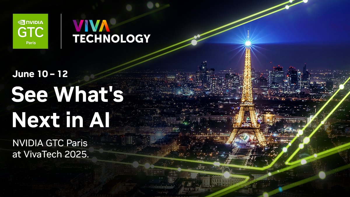 NVIDIA Europe (@nvidiaeu) on Twitter photo Ready to shape the future? ๐ Join us for NVIDIA #GTCParis at <a href="/VivaTech/">Viva Technology</a> 2025โEuropeโs biggest startup and tech event.
June 10-12, immerse yourself in visionary sessions and hands-on demos showcasing the latest AI innovations.
๐ Explore the impact of AI across Europe and Ready to shape the future? ๐ Join us for NVIDIA #GTCParis at <a href="/VivaTech/">Viva Technology</a> 2025โEuropeโs biggest startup and tech event.
June 10-12, immerse yourself in visionary sessions and hands-on demos showcasing the latest AI innovations.
๐ Explore the impact of AI across Europe and