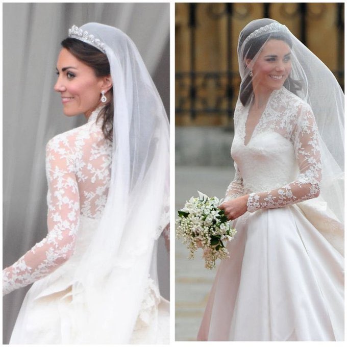 freedom_007__'s tweet image. Catherine, The Princess of Wales’s wedding dress by British designer Sarah Burton X Alexander McQueen is a masterclass in design, lacework and elegance 👰🏻‍♀️✨🤍

#PrincessCatherine #PrincessofWales