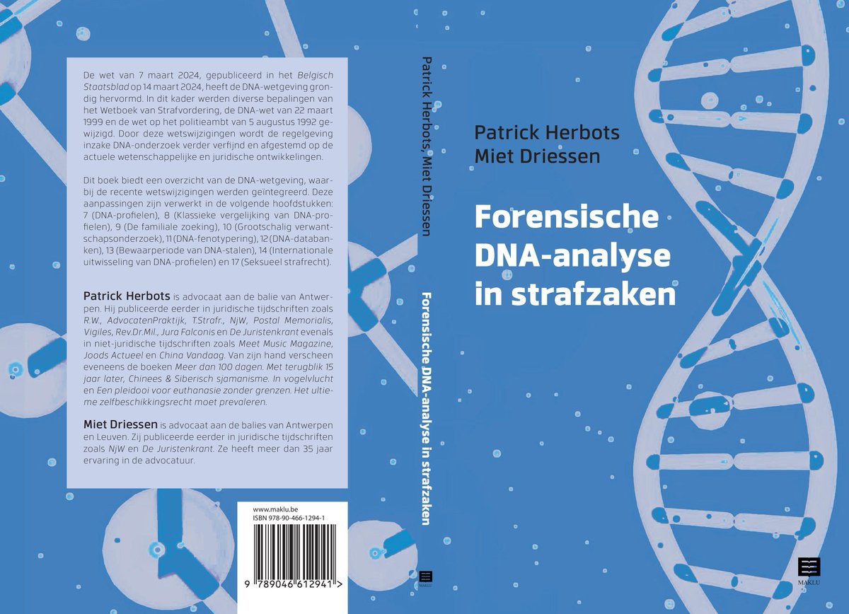 Nieuw: "Forensische DNA-analyse in strafzaken". De wet van 7 maart 2024 heeft de DNA-wetgeving grondig hervormd. Diverse bepalingen van het Wetboek van Strafvordering, de DNA-wet en de wet op het politieambt werden afgestemd op de actuele ontwikkelingen. lnkd.in/d3jq4S-B