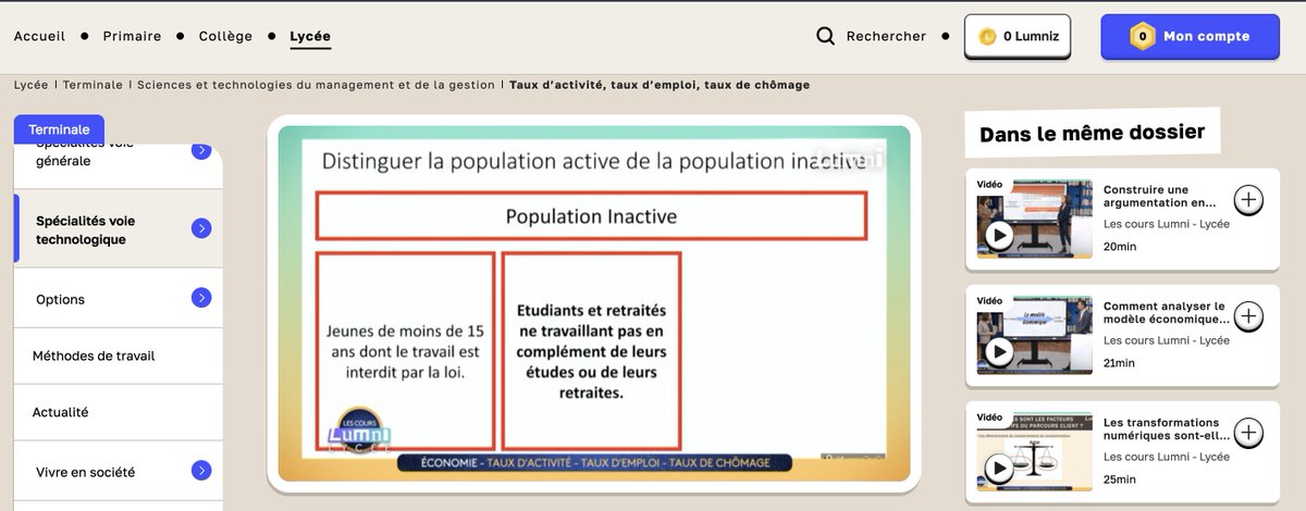 #BACSTMG 📢 L'épreuve d'économie est parfois compliquée à appréhender pour les élèves de Terminale STMG. Grâce à cette ressource, de <a href="/LumniEnseignant/">LumniEnseignant</a>, les notions de taux d’activité, taux d’emploi et taux de chômage n'auront plus de secret pour eux !
👉 lumni.fr/video/taux-d-a…