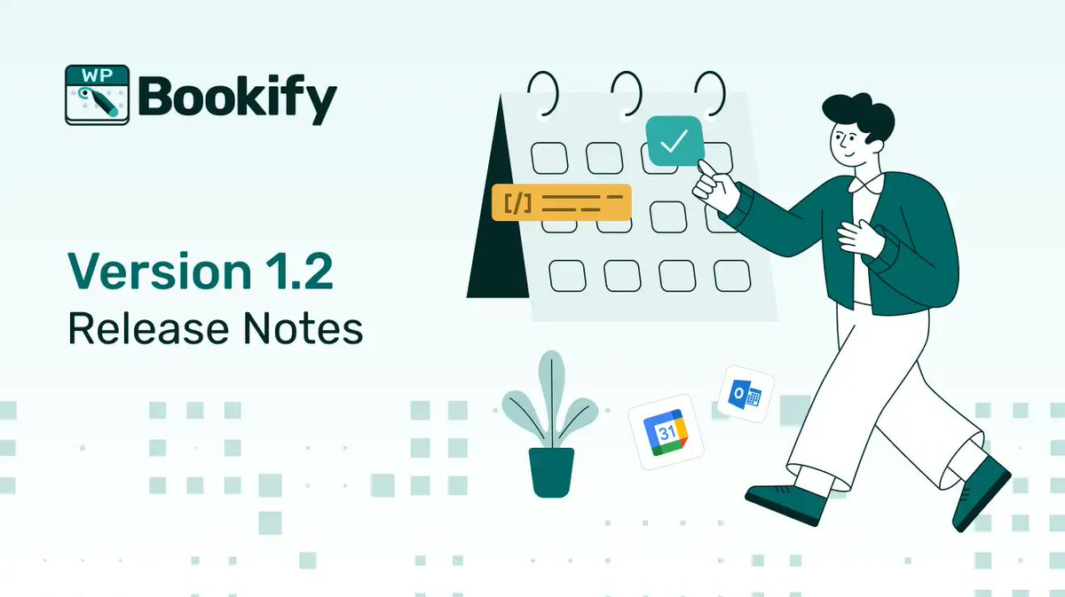 WPBookify's tweet image. 🌟 Bookify v1.2 is here!  
𝗡𝗼𝘄 𝘄𝗶𝘁𝗵 𝗚𝗼𝗼𝗴𝗹𝗲 &amp;amp; 𝗢𝘂𝘁𝗹𝗼𝗼𝗸 𝗖𝗮𝗹𝗲𝗻𝗱𝗮𝗿 𝗜𝗻𝘁𝗲𝗴𝗿𝗮𝘁𝗶𝗼𝗻🎯

✅ Sync appointments
✅ Avoid double bookings
✅ Streamline scheduling

👉Upgrade now!: wpbookify.com/bookify-v1-2-r…

#Bookify #wordpress #BookingPlugin #CalendarSync