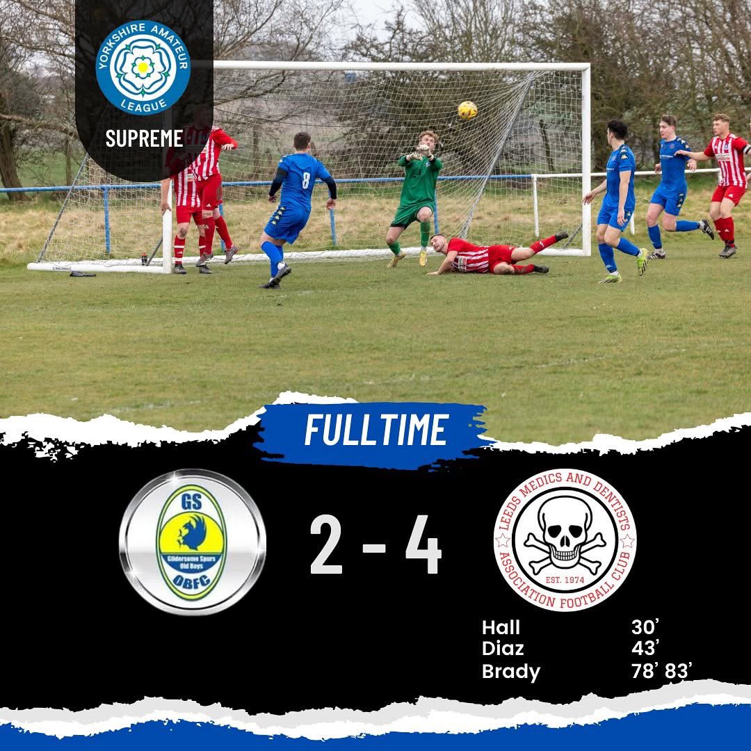 Last night the 1s faced <a href="/SpursOldBoys/">Gildersome Spurs OB</a> in our penultimate game of the season which ended with us victorious. 3 of our goals came from Hugh Goodfield corners and the other a great finish from Diaz. One more point in our last game ensures we finish 2nd.
Photo by Richard Richards 📸