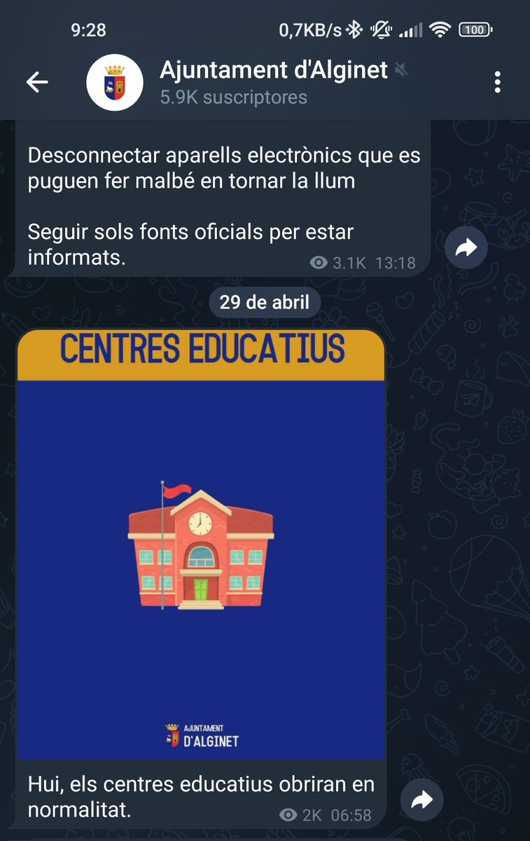 Este es el nivel del ayuntamiento de #Alginet #Valencia que después del #apagon avisa ahora por la mañana de que las clases se celebran con normalidad...en fin.