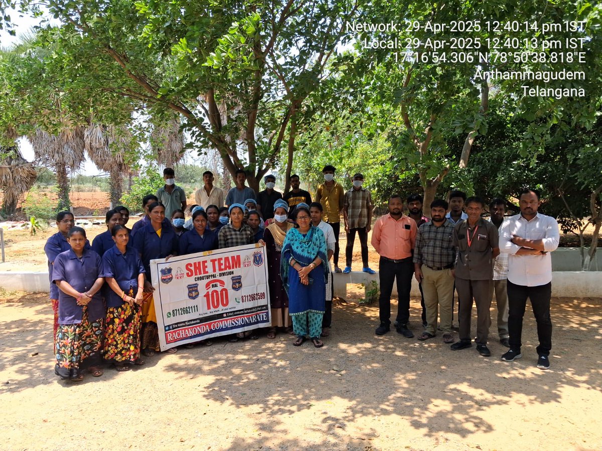 MalkajgiriCop's tweet photo. #SheTeam_Rachakonda conducted an impactful #Awareness_Programme at Varsha Bioscience and Technology Company, Choutuppal.
The session covered crucial topics including:
✅ Introduction to She Teams
✅ Good Touch & Bad Touch
✅ Street Harassment
✅ Human Trafficking
✅ Child Labour
✅ Anti-Ragging Act
✅ Gender Sensitisation
✅ Importance of CCTV Cameras
✅ Cyber Crime Offences & Loan App Frauds
✅ Real-life Case Studies
👥 A total of 65 members actively participated and were sensitised on these important safety issues.
📞 In case of any distress or emergency, citizens were advised to dial 100 for immediate Police assistance.
💻 For cyber-related complaints, the helpline 1930 was shared.
#SheTeamRachakonda #AwarenessProgramme #CyberSafety #WomenSafety #GenderSensitisation #ChildProtection #SayNoToHarassment #RachakondaPolice