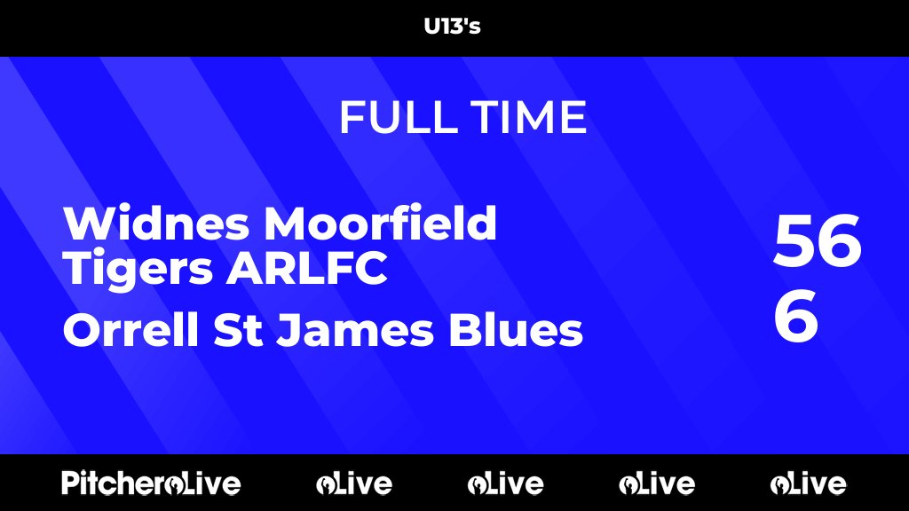 FULL TIME: Widnes Moorfield Tigers ARLFC 56 - 6 Orrell St James Blues
#WIDORR #Pitchero
pitchero.com/clubs/widnesmo…