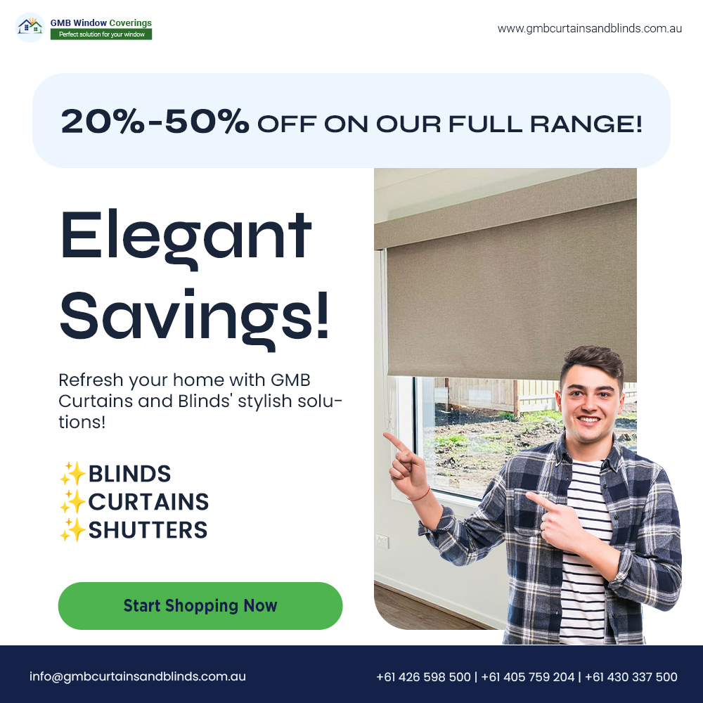 gmb_window's tweet photo. 🎁 GMB SUPER SALE IS ON! 🎁
Upgrade your home style with 20%-50% OFF
🪟 Curtains • Blinds • Shutters

📧 info@gmbcurtainsandblinds.com.au
📞 +61 426 598 500 | +61 405 759 204 | +61 430 337 500
🌐 https://t.co/q927j8ziAh
#CurtainExperts #BlindsAustralia #GMBDeals #ModernLiving https://t.co/bPgGB1cHgL