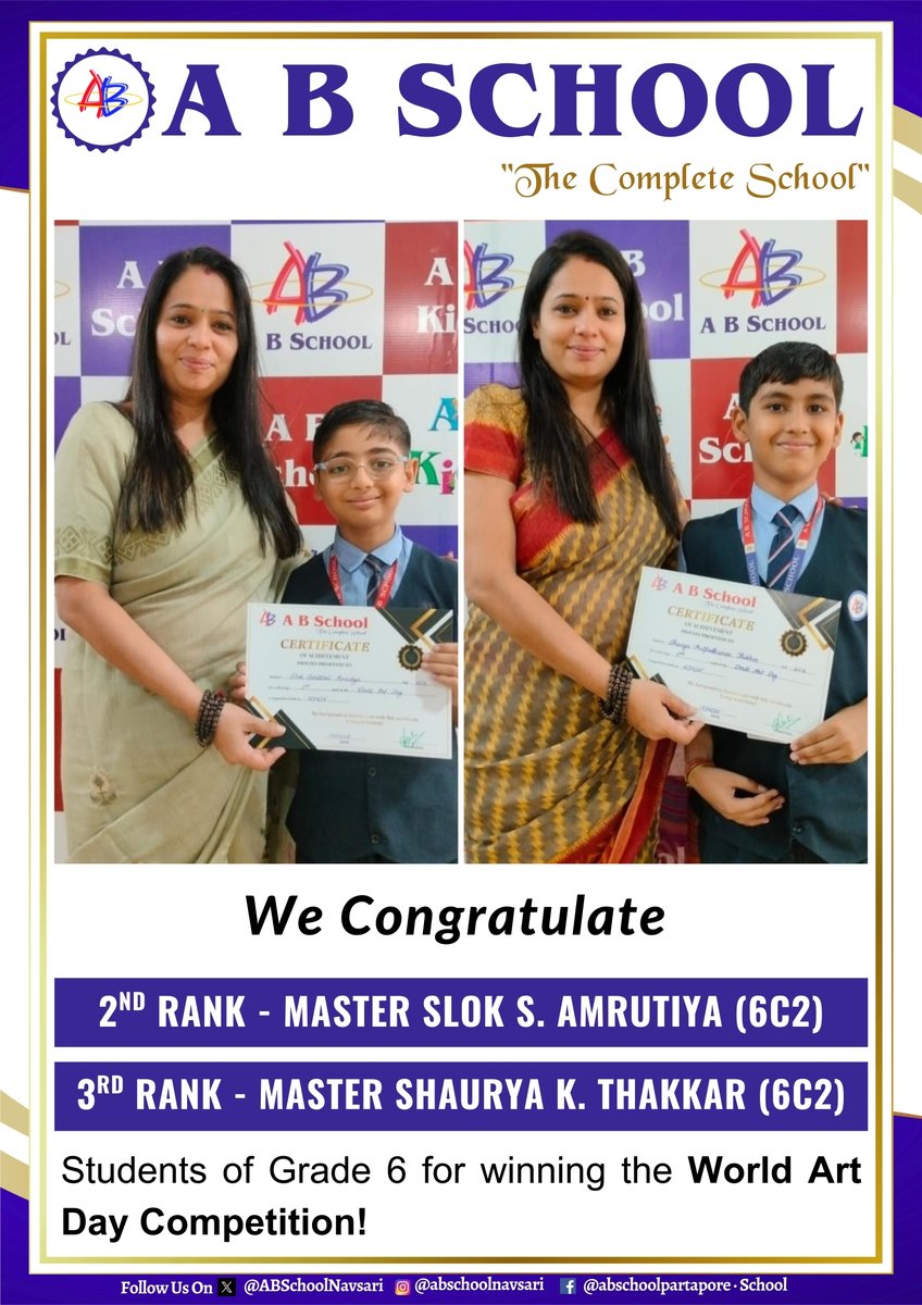 ABSchoolNavsari's tweet image. #WorldArtDay #ArtCompetition #CBSEStudents #Grade6To8 #YoungArtists #CreativeMinds #ArtCelebration #ABSchoolNavsari