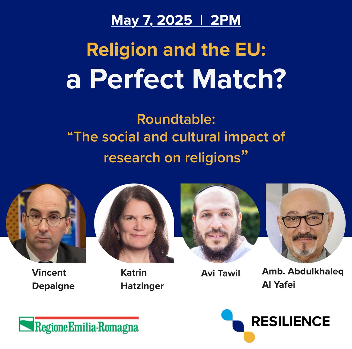 With these roundtable speakers, exploring the  role that #religion and #knowledge about religion play in European social and cultural  issues, we are going to have an engaging conversation at Regione Emilia-Romagna in Brussels. You can be there too!

👉register now: