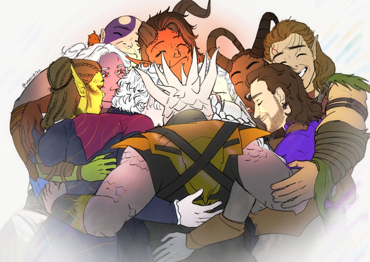 "The Heroes of Baldur's Gate." 

oh what I would give to gather up everyone in my arms in a big group hug  🥹💖 #bg3