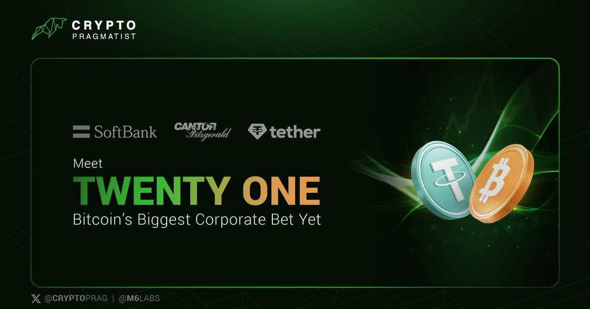 cryptoprag's tweet image. SoftBank, Tether, Bitfinex, and Cantor Fitzgerald have united to launch Twenty One a $4B Bitcoin-native company set to rival MicroStrategy.

42,000 $BTC on day one. 1x NAV. No pivot.

Bitcoin’s corporate arms race has officially begun.

cryptopragmatist.com/p/softbank-can…