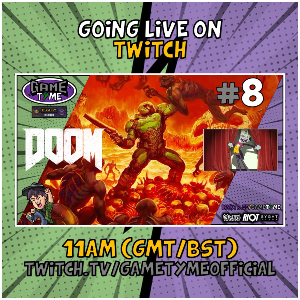GameTymeOFF's tweet photo. He's Mr Ring-a-Ding / #doom2016 - #8 / #gametyme
#twitch #livestream #goinglive @ 11am (GMT/BST) #checktimezones
- https://t.co/deQtJvkb8u
* #wraithenergy #rioteliquid #syghtglass #teamlsw https://t.co/7B5B6IcBsI