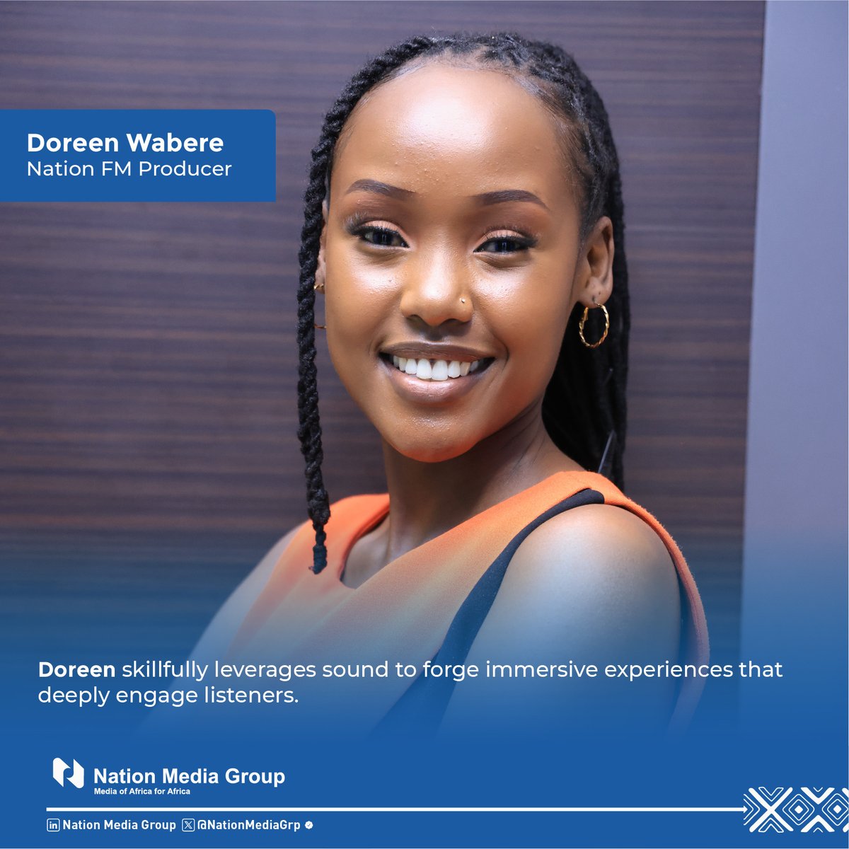 Meet Doreen, our Nation FM producer whose creative talent brings stories to life through distinctive, inspiring soundscapes.

Beyond crafting compelling audio, Doreen is mastering the precision of golf, staying active with regular gym sessions, and creating engaging content for