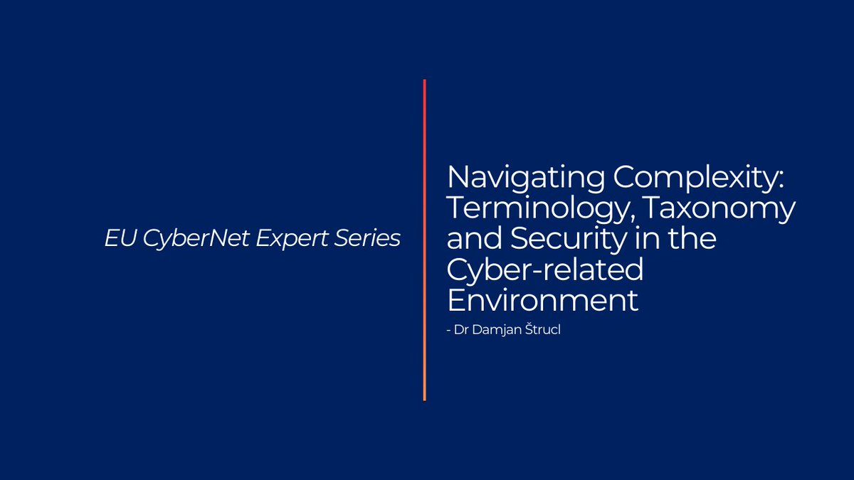 👉 The second blog article in #EUCyberNet Expert Blog Series is out!

Dr Damjan Štrucl explores the importance of unified terminology and shared security taxonomy to strengthen collaboration across all levels.

📑 Read Damjan Štrucl's blog article here: eucybernet.eu/the-2nd-blog-a…