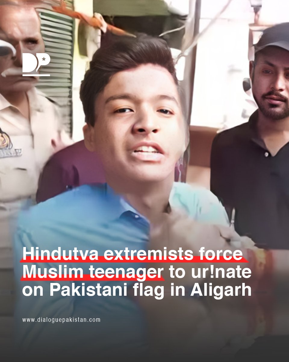 DialoguePak's tweet image. In a disturbing incident, Hindutva groups har@ssed a 15-year-old Muslim boy in Aligarh, Uttar Pradesh, while he was returning home from school. They allegedly 

tinyurl.com/2uf86kcw

#DialoguePakistan #Hindutva #Extremists #Force #Muslim #Teenager #Pakistani #Flag #Aligarh