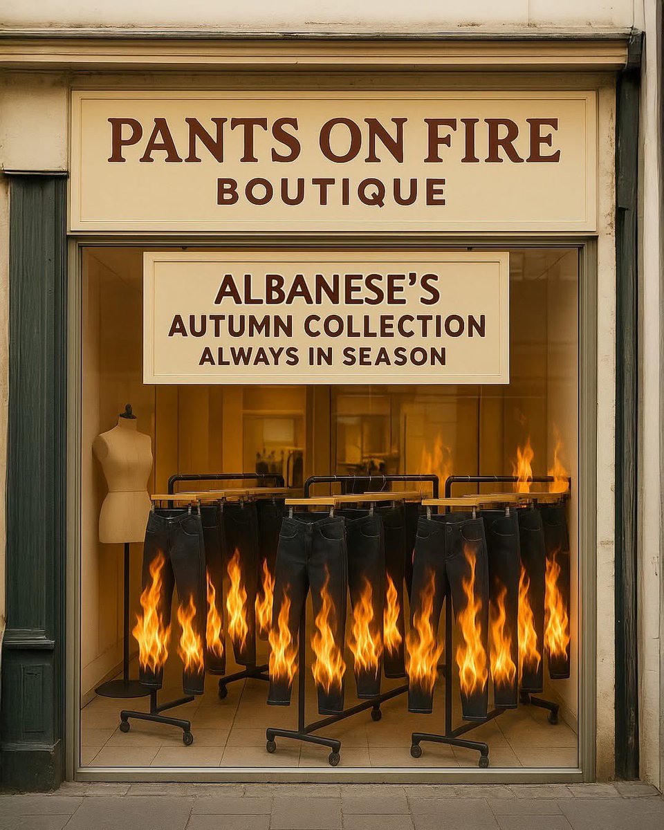 Always in fashion for <a href="/AlboMP/">Anthony Albanese</a> and <a href="/AustralianLabor/">Australian Labor</a> 
.
Going cheeep! #laborliars #pantsonfire