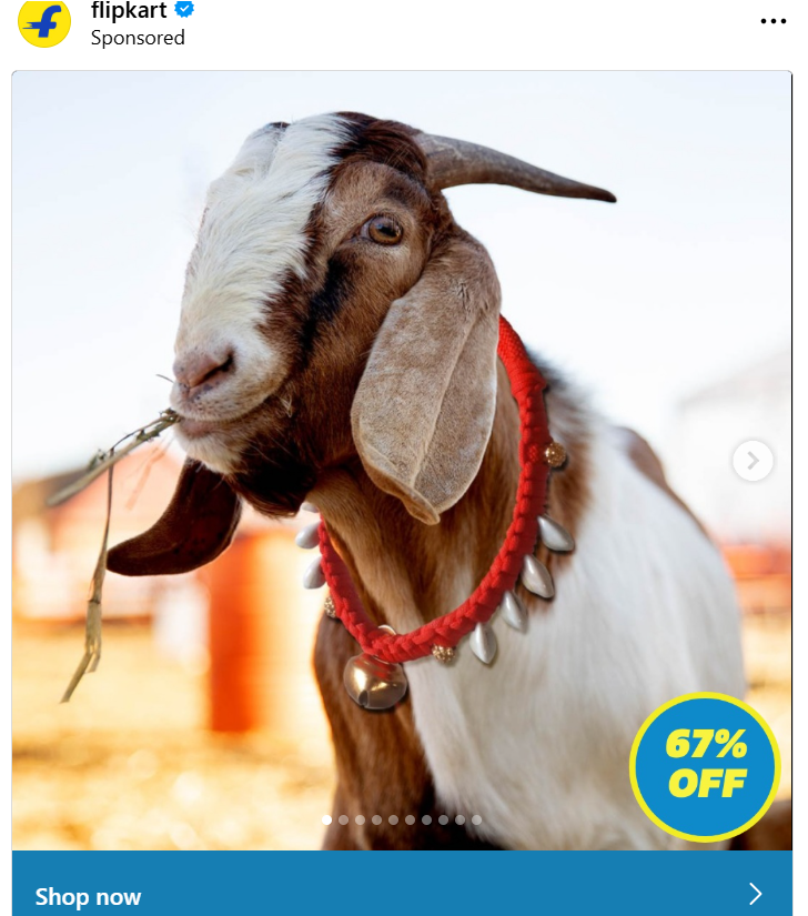 पहली नजर में लगा कि फिल्पकार्ट बकरी बेचना शुरू कर दिया है...
<a href="/flipkartsupport/">FlipkartSupport</a> <a href="/Flipkart/">Flipkart</a>